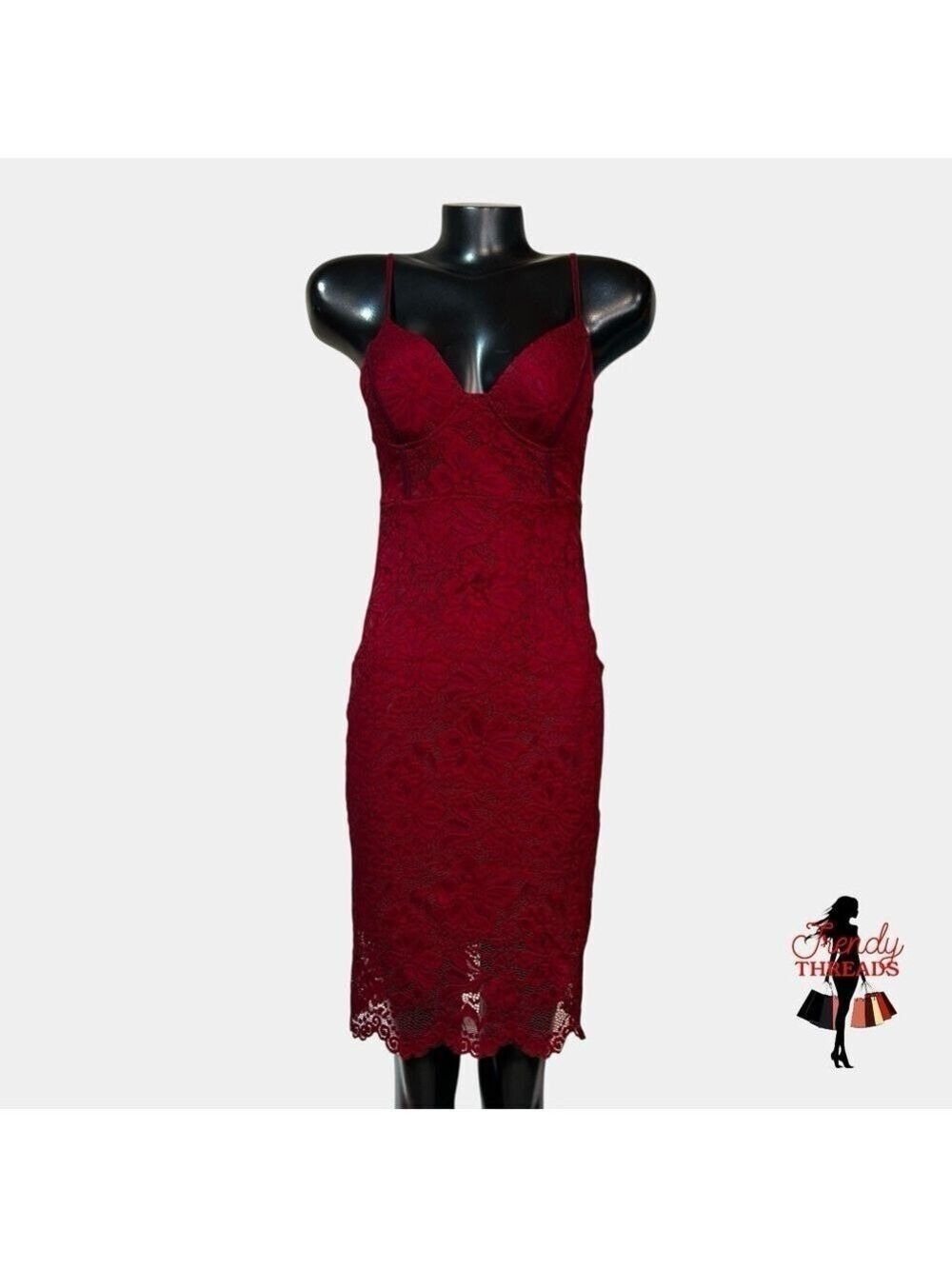 Windsor Burgundy Lace Bustier Bodycon Mini Dress MEDIUM Cocktail Date Red Whimsy